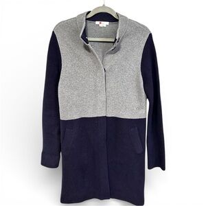 Boden Claudia Coatigan Women’s Small Color Block Navy Gray Wool Sweater Coat S